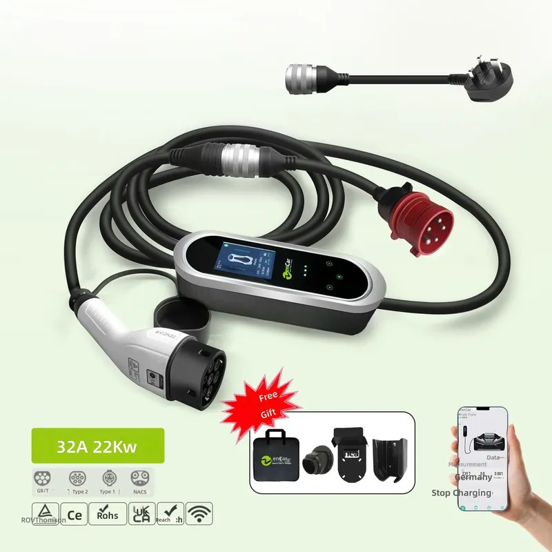 Ev Charger Type 2 22Kw 32A 3 Phase - 22kW 3相EV充電器 32A ポータブルAC充電ステーション タイプ1 タイプ2