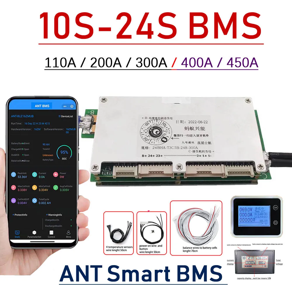 Smart Bms 24S 200A Bluetooth Lifepo4 - スマートBluetooth BMS 10S～24S ANT BMS 200A