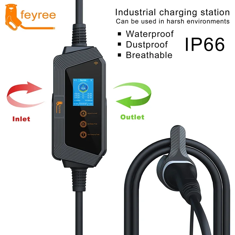 feyree 11KW 16A 3相 タイプ2 ポータブルE - Type 2 Portable Ev Charger 11Kw Cee のレビューと価格