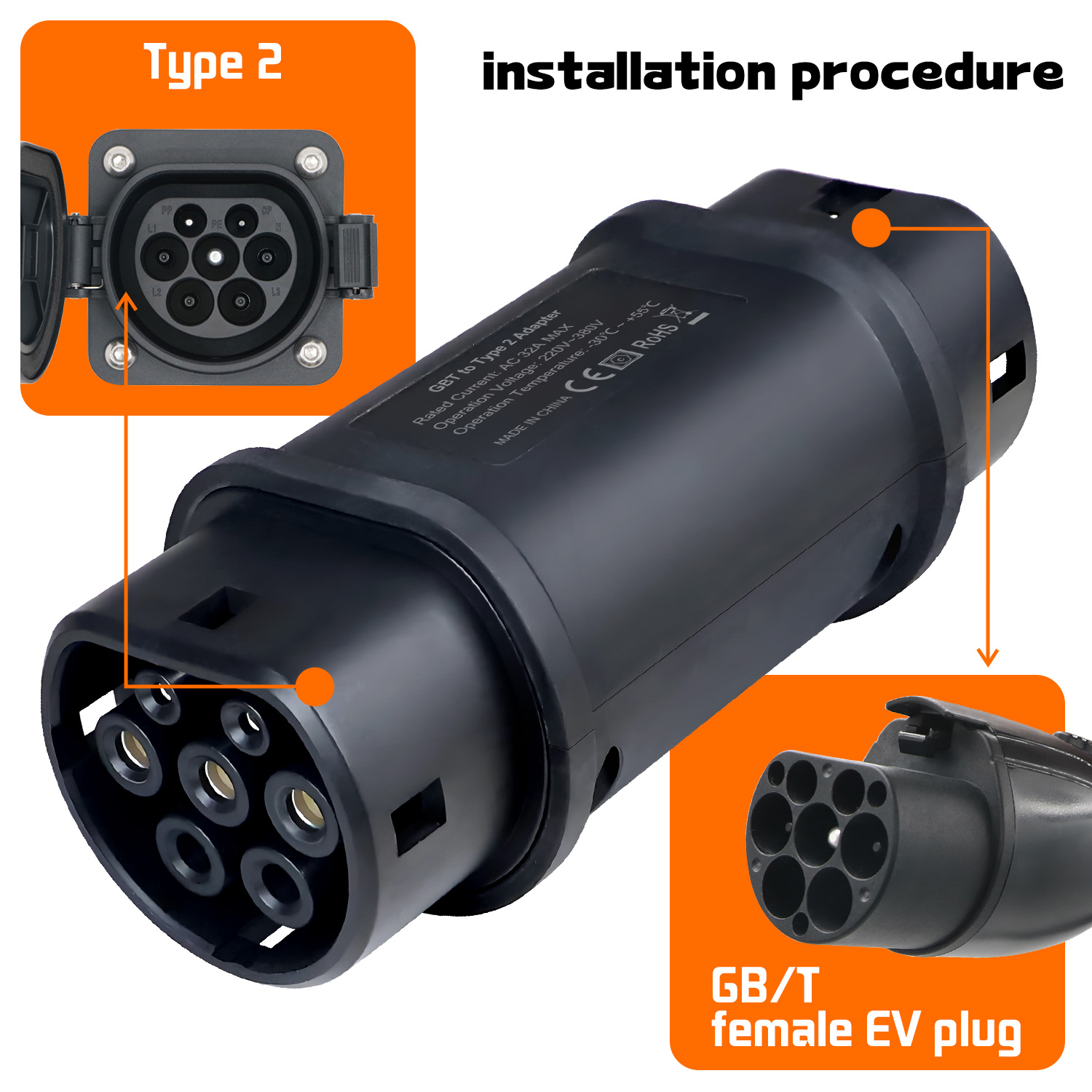 GOODCELL EV充電ステーションアダプター GBT - - Ev Charger Type 2 22Kw 32A 3 Phase のレビューと価格
