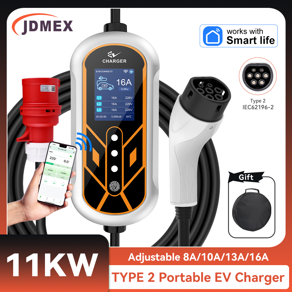 JDMEX 11KW タイプ2 EV充電器 ポータブル 5M - Type 2 Portable Ev Charger 11Kw Cee のレビューと価格