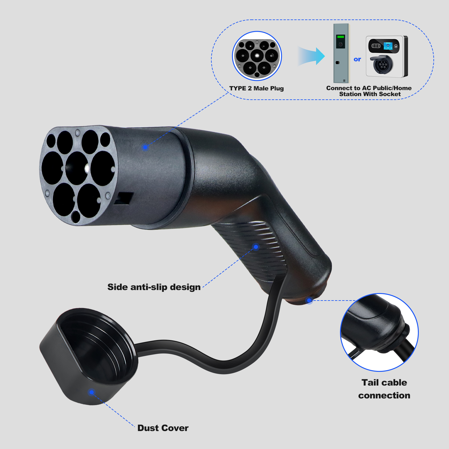 コランキー タイプ2 EVS オス型EV充電プラグ EV充電 - Ev Charger Type 2 22Kw 32A 3 Phase のレビューと価格