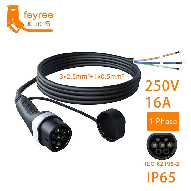 フェイリー3相電気自動車用タイプ2ソケット5mケーブル16A - Ev Charger Type 2 22Kw 32A 3 Phase のレビューと価格