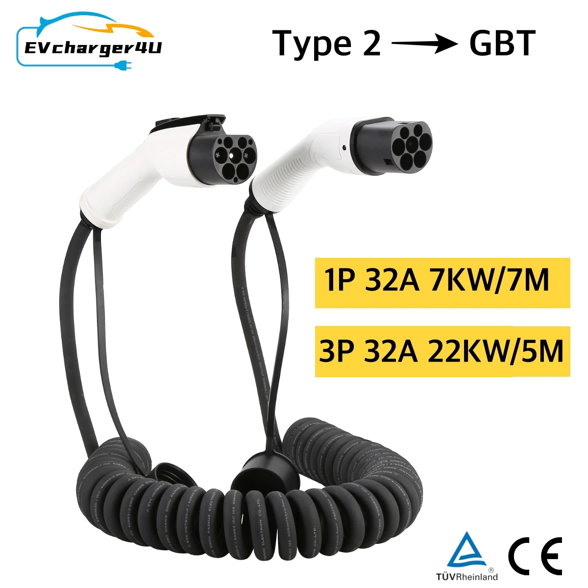 EVcharger4U 5 メートル/7 メートルスパイラル - Ev Charger Type 2 22Kw 32A 3 Phase のレビューと価格